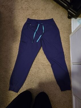 Figs Purple Pulse Jogger Sweatpants with Teal Drawstring